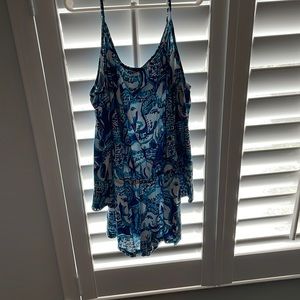 lily pulitzer romper with long sleeves and off the shoulder